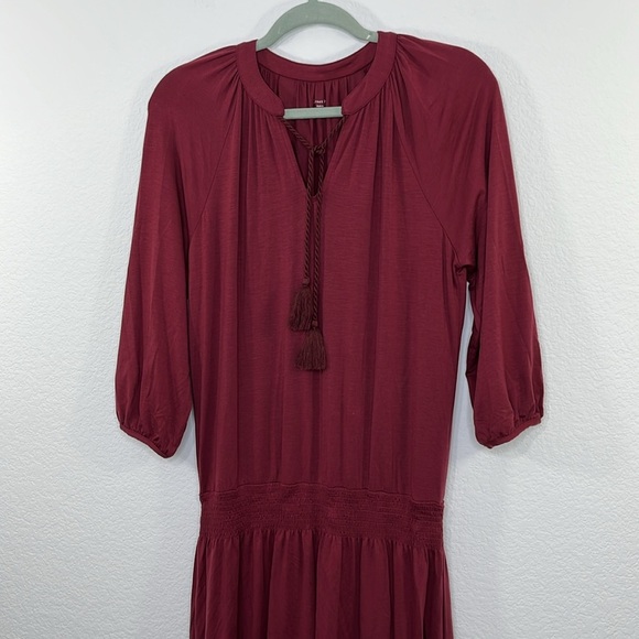 Garnet Hill Poet Pocket Dress‎ size XS Burgundy Wine color - Picture 3 of 11